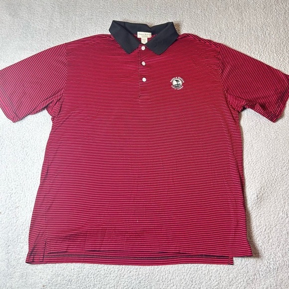 Pebble Bleach Classic Polo Mens XL Black Red Short Sleeve Striped Golf Shirt - Picture 1 of 11